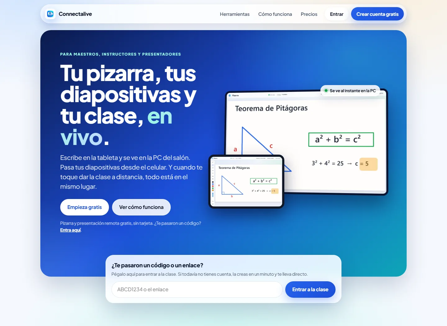 Portada de ConnectaLive: tu pizarra, tus diapositivas y tu clase, en vivo